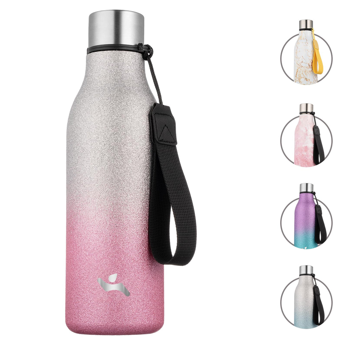 Konokyo Insulated Water Bottle with Strap,18 oz Double Wall Stainless Steel Vacuum Bottles Metal Water Flask,Macaron Green