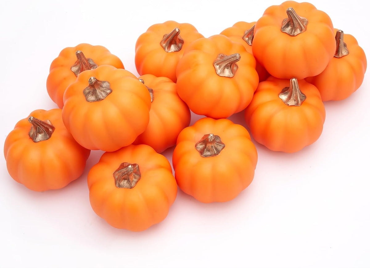 Pumpkin Decor Orange Set of 12 Harvest Thanksgiving Fall Decoration
