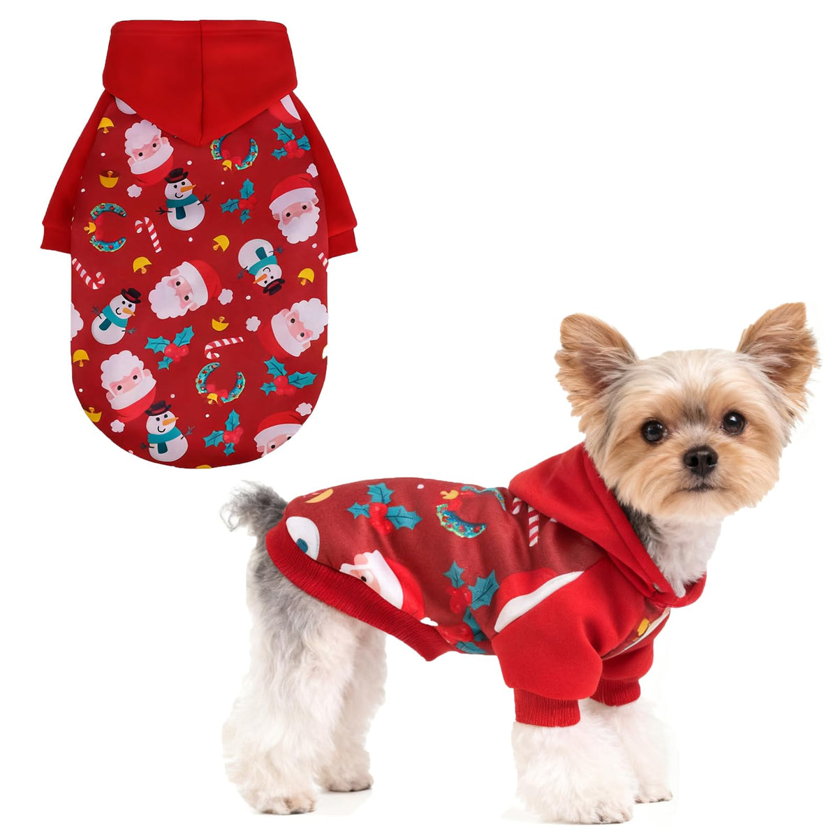 EXPAWLORER Fall Dog Hoodie,Soft Dog Sweater,Winter Autumn Fleece Sweatshirt with Pattern,Pet Clothes Outfits for Puppy,Cat, Small Medium Large Dogs