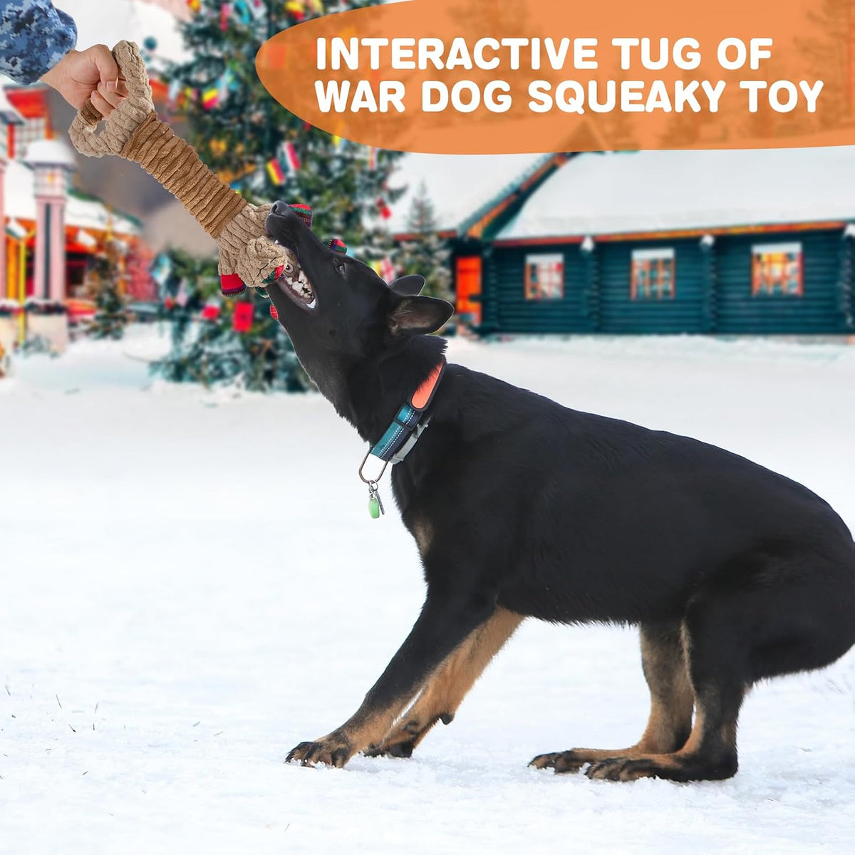 Christmas Dog Squeaky Toys for Large Dogs Tug of War Dog Plush Toys,Large Stuffed Dog Toys with Crinkled Paper,Stuffed Animals Toys for Dogs to Keep Them Busy
