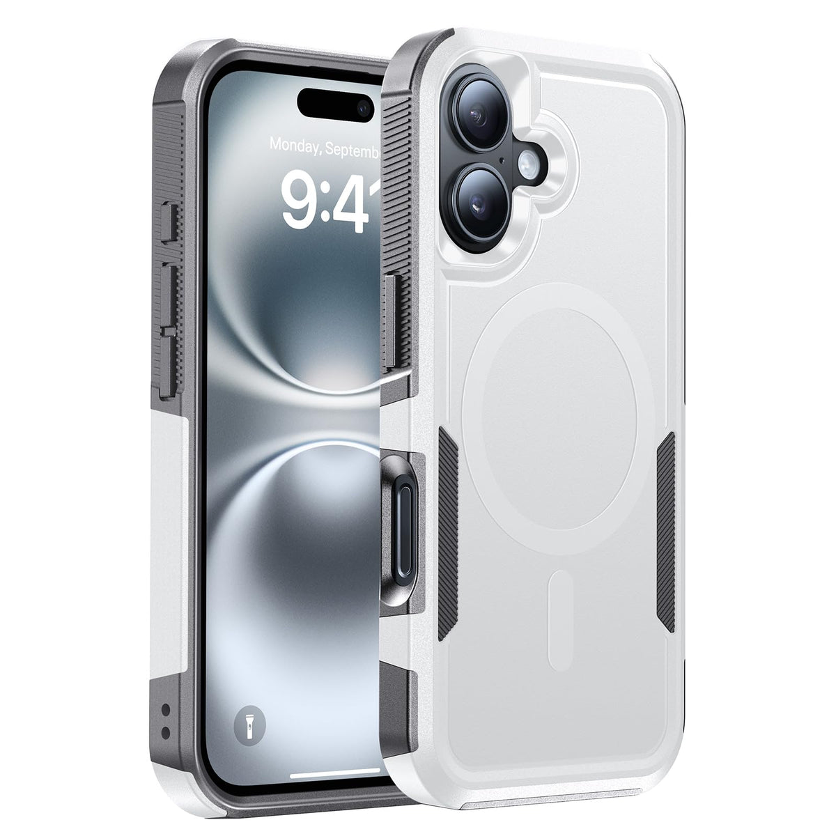 Magnetic for iPhone 16 Case Rugged Dual-Layer Shockproof Black