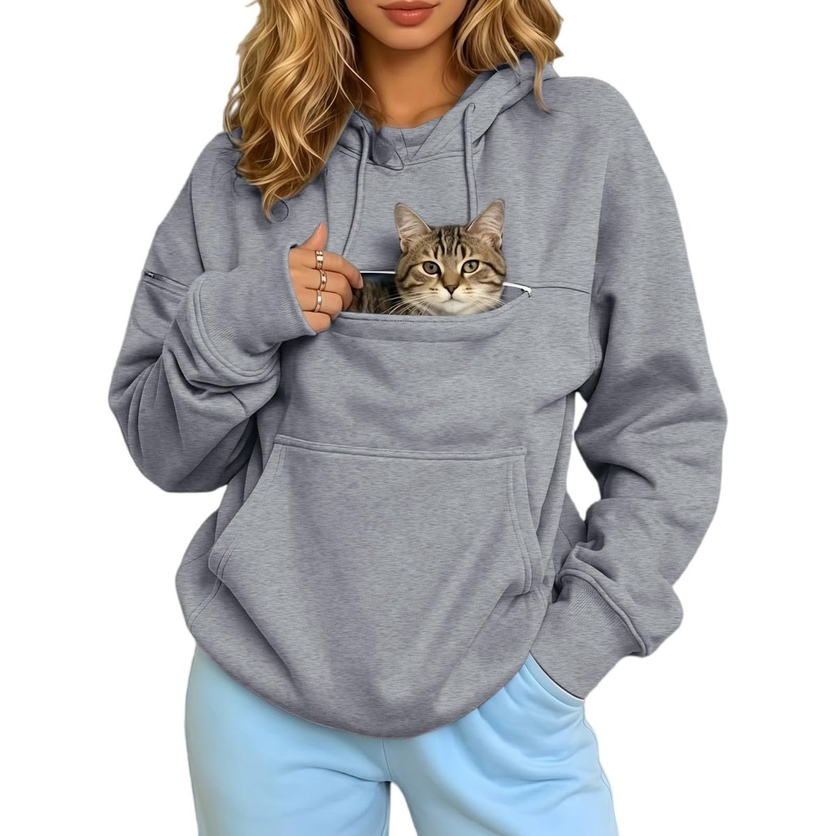 Pet Pouch Hoodie Cat Carrier Hoodies Dog Sweatshirts With Zipper Pockets
