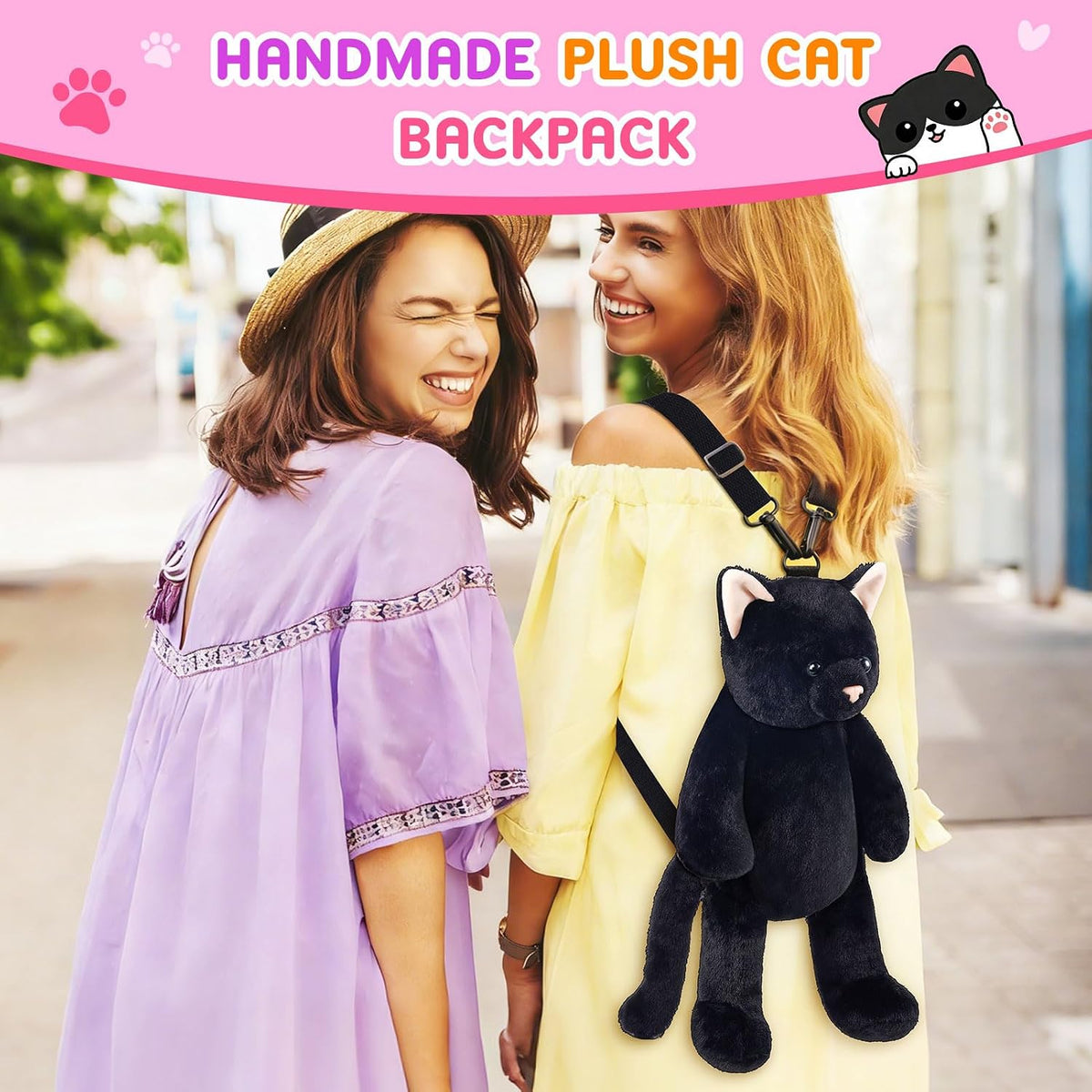 Cat Shaped Purse for Women Crossbody Bag Plush Black Funny Furry Fuzzy Shoulder Bag Cute Animal Purse(Black Cat)