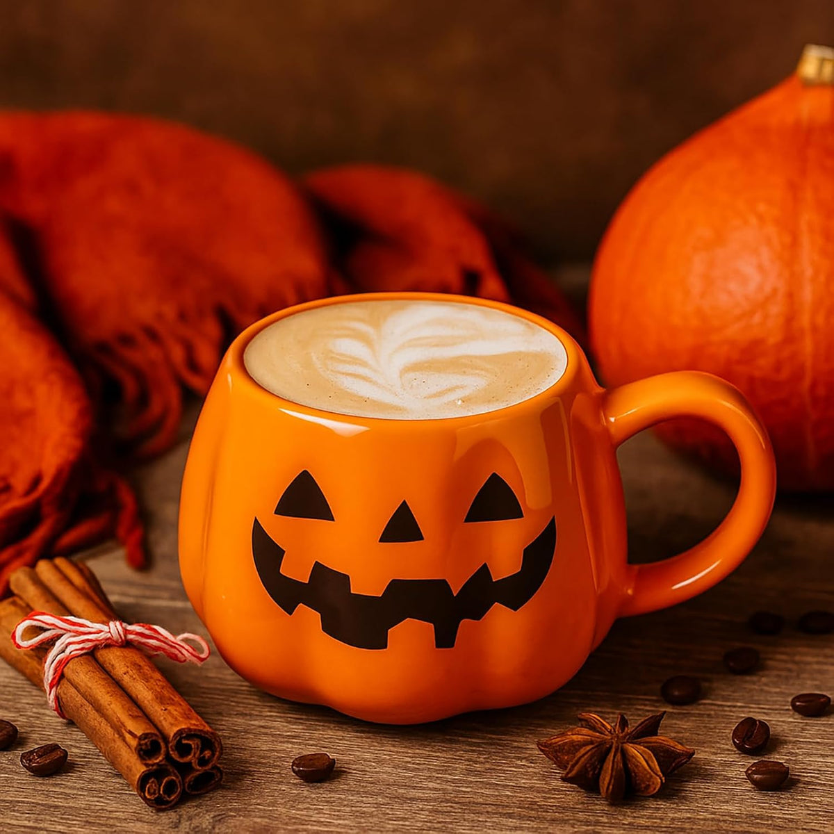 Halloween Cute Pumpkin Mug, Pumpkin Shaped Mug Decorations, Cute Halloween Cup 12 Ounce