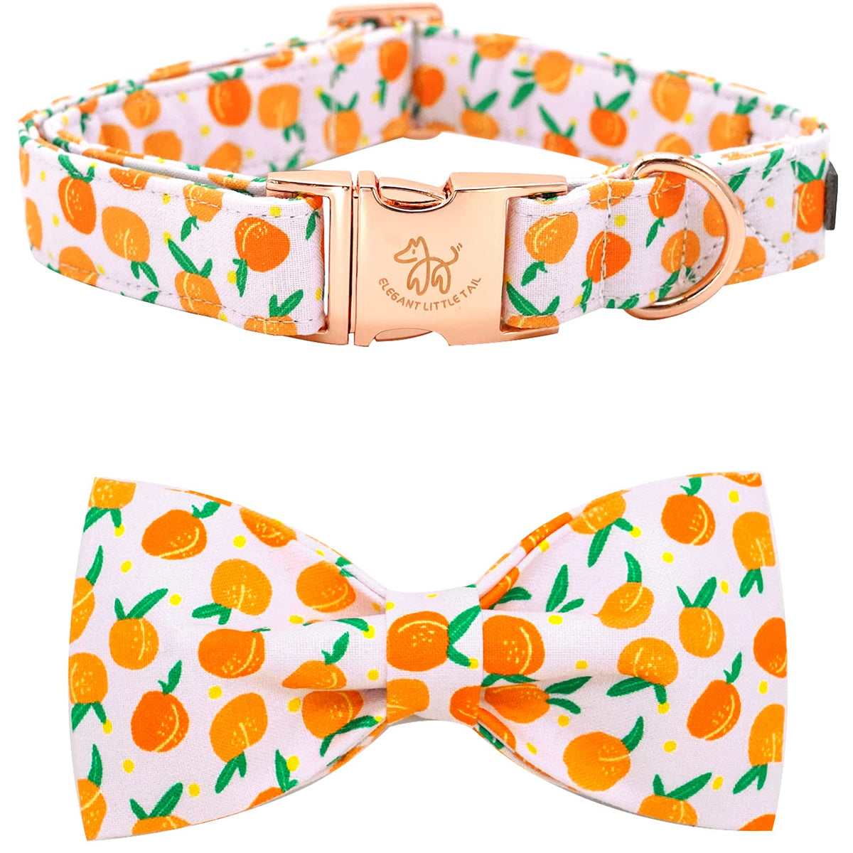 Fall Dog Collar with Bow, Black and Orange Print Fall Pet Collars Small