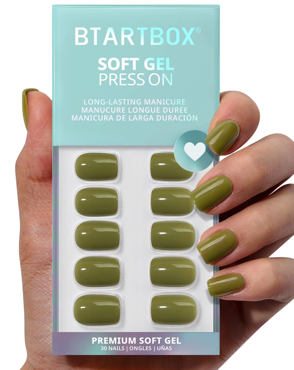 BTArtbox Press On Nails Square - Solid Pink Short Press On Nails with Glue for Women, Opaque Soft Gel Glue On Nails in 16 Sizes - 32 Stick On Nails Kit, Yoga