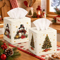 Thyle 2 Pcs Fall Tissue Box Cover Square, Pumpkin PU Leather Tissue Holder