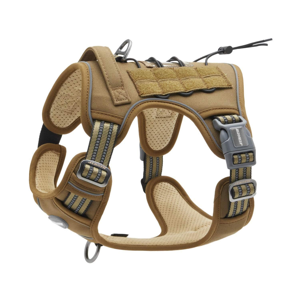 Auroth Tactical Dog Harness for Large Dogs No Pull Adjustable Pet Harness Reflective K9 Working Training Easy Control Pet Vest Military Service Dog Harnesses Army Yellow L