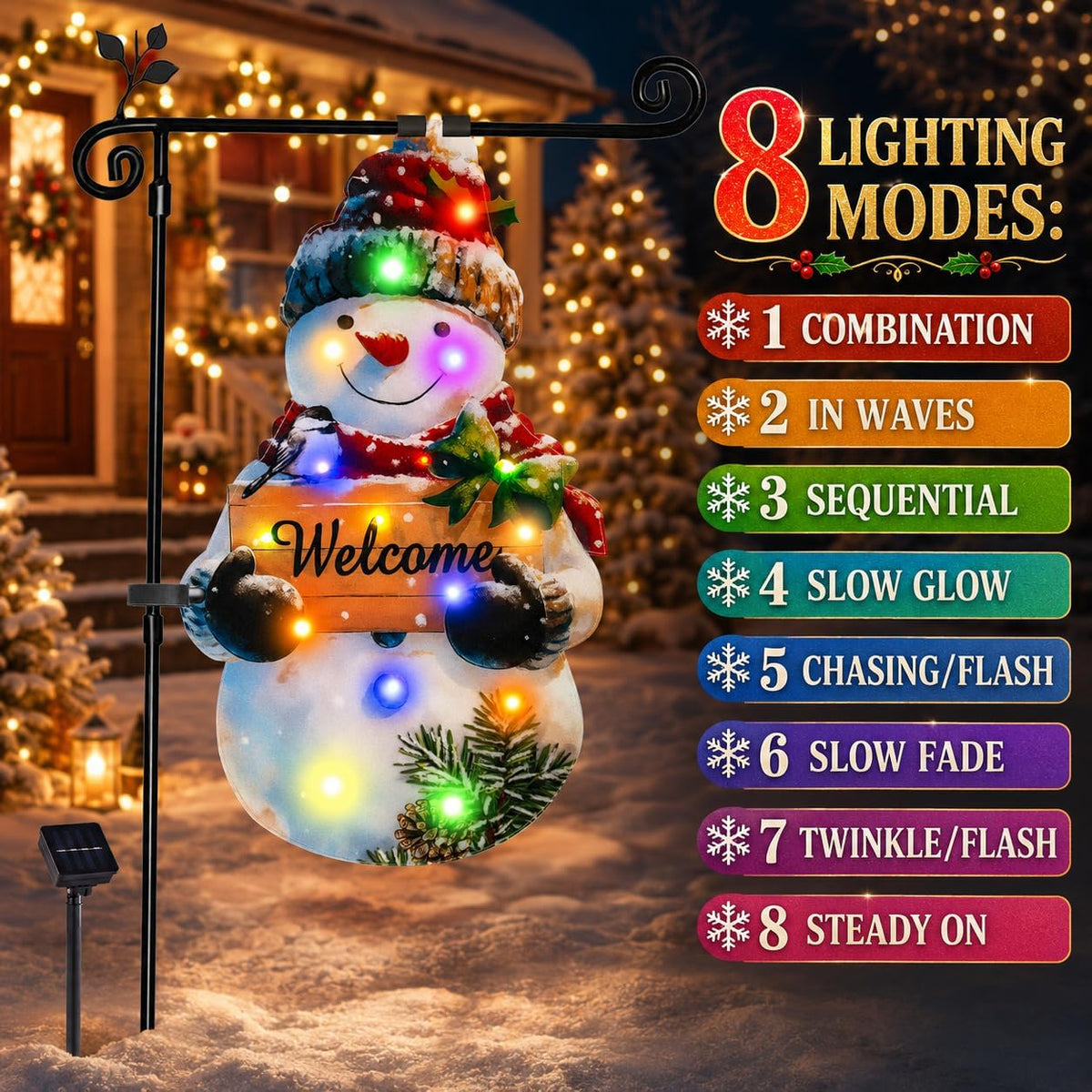 12x18 Lighted Christmas Snowman Garden Flag,  Outdoor Decor