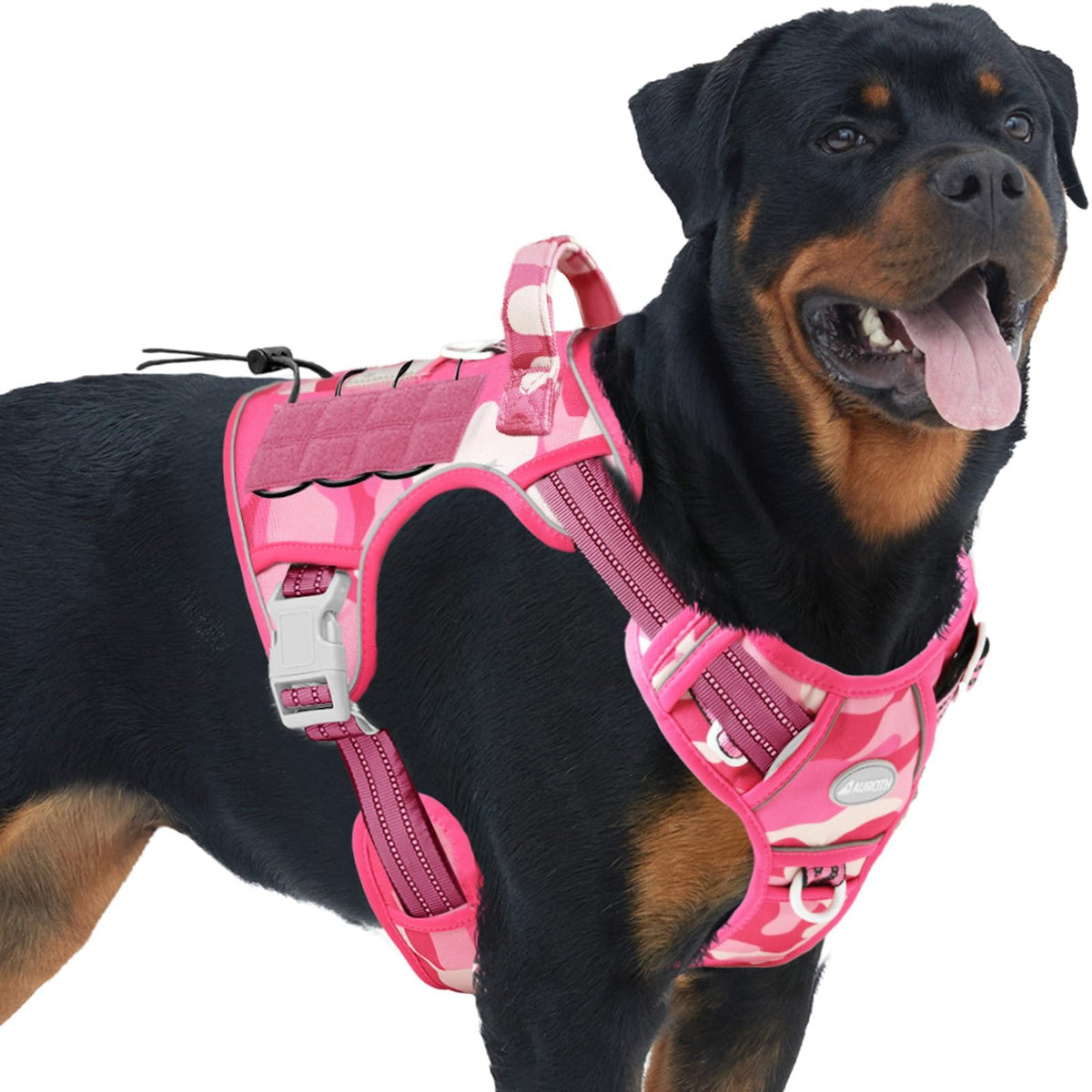 Auroth Tactical Dog Harness for Large Dogs No Pull Adjustable Pet Harness Reflective K9 Working Training Easy Control Pet Vest Military Service Dog Harnesses Army Yellow L