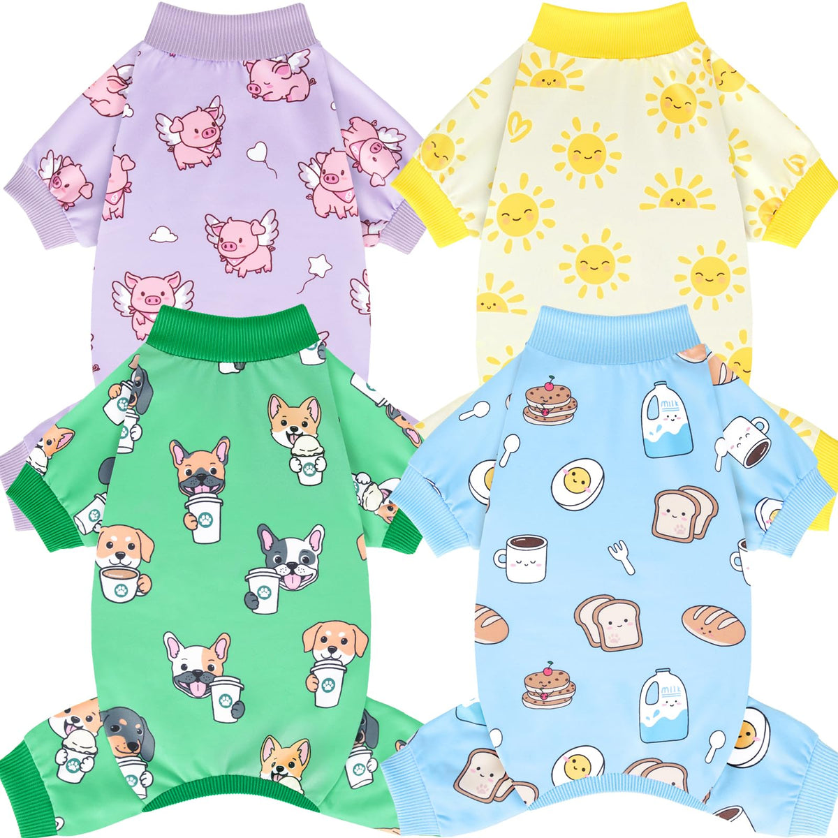 4 Pack Dog Christmas Pajamas Reindeer Puppy Clothes Cute Santa Claus Dog Pajamas Costumes Outfit Red Green Medium