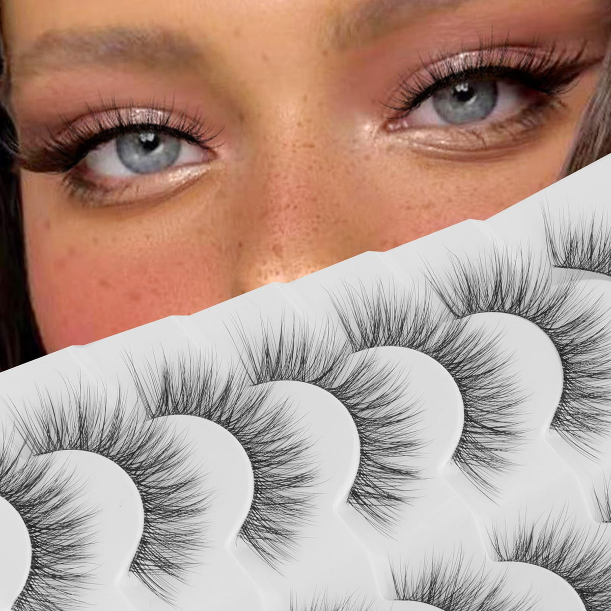 Natural Lashes That Look Like Extensions Strip Lashes Natural Look Thin Band Wispy Eyelashes 13mm Cat Eye False Eyelashes Foxy Eye Lashes 12 mm 7 Pairs S10