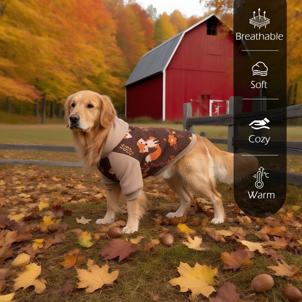 EXPAWLORER Fall Dog Hoodie,Soft Dog Sweater,Winter Autumn Fleece Sweatshirt with Pattern,Pet Clothes Outfits for Puppy,Cat, Small Medium Large Dogs