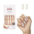 KISS Salon Acrylic Press On Nails, Nail glue included, 'Cashmere', French, Medium Size, Squoval Shape, Includes 28 Nails, 2g Glue, 1 Manicure Stick, 1 Mini file