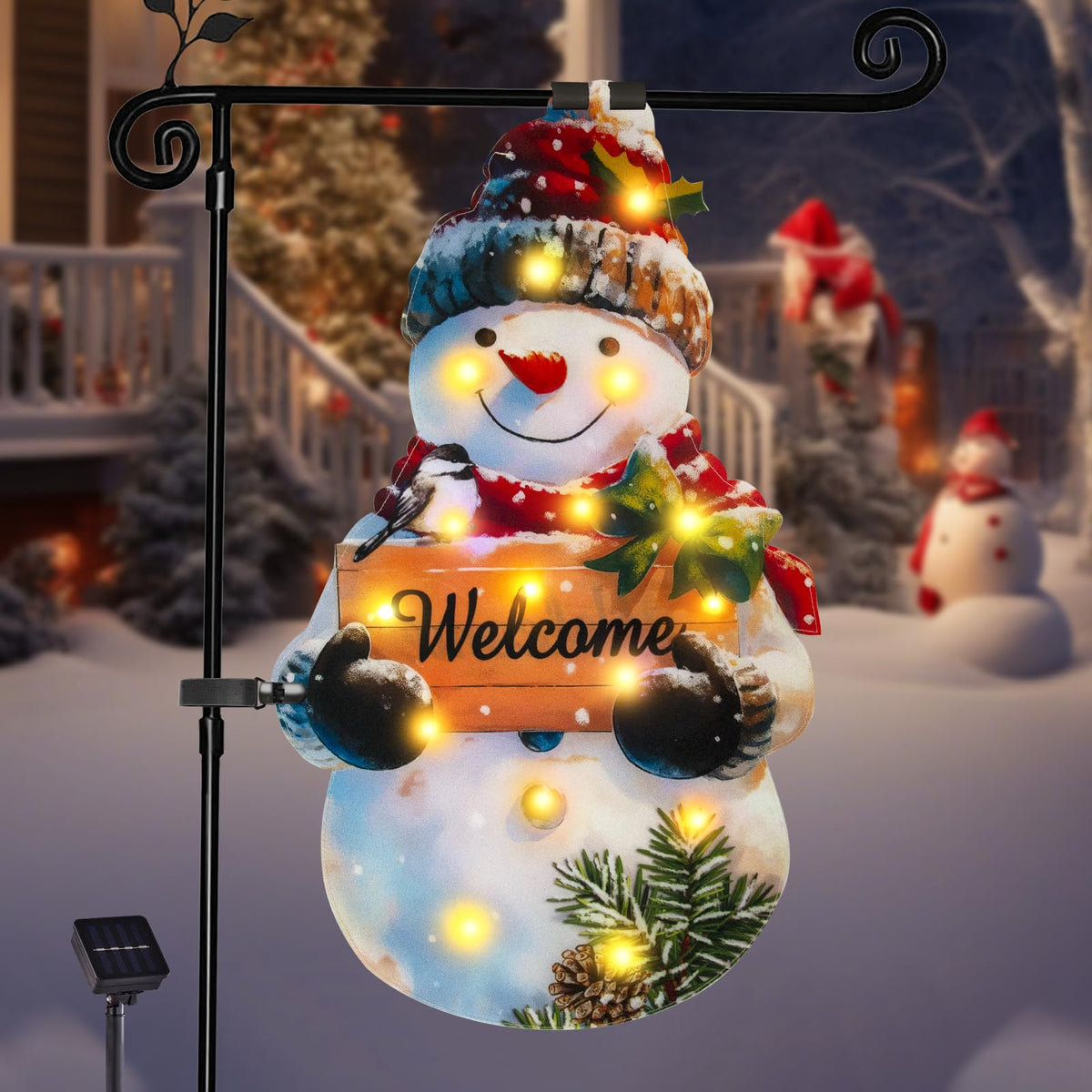 12x18 Lighted Christmas Snowman Garden Flag,  Outdoor Decor