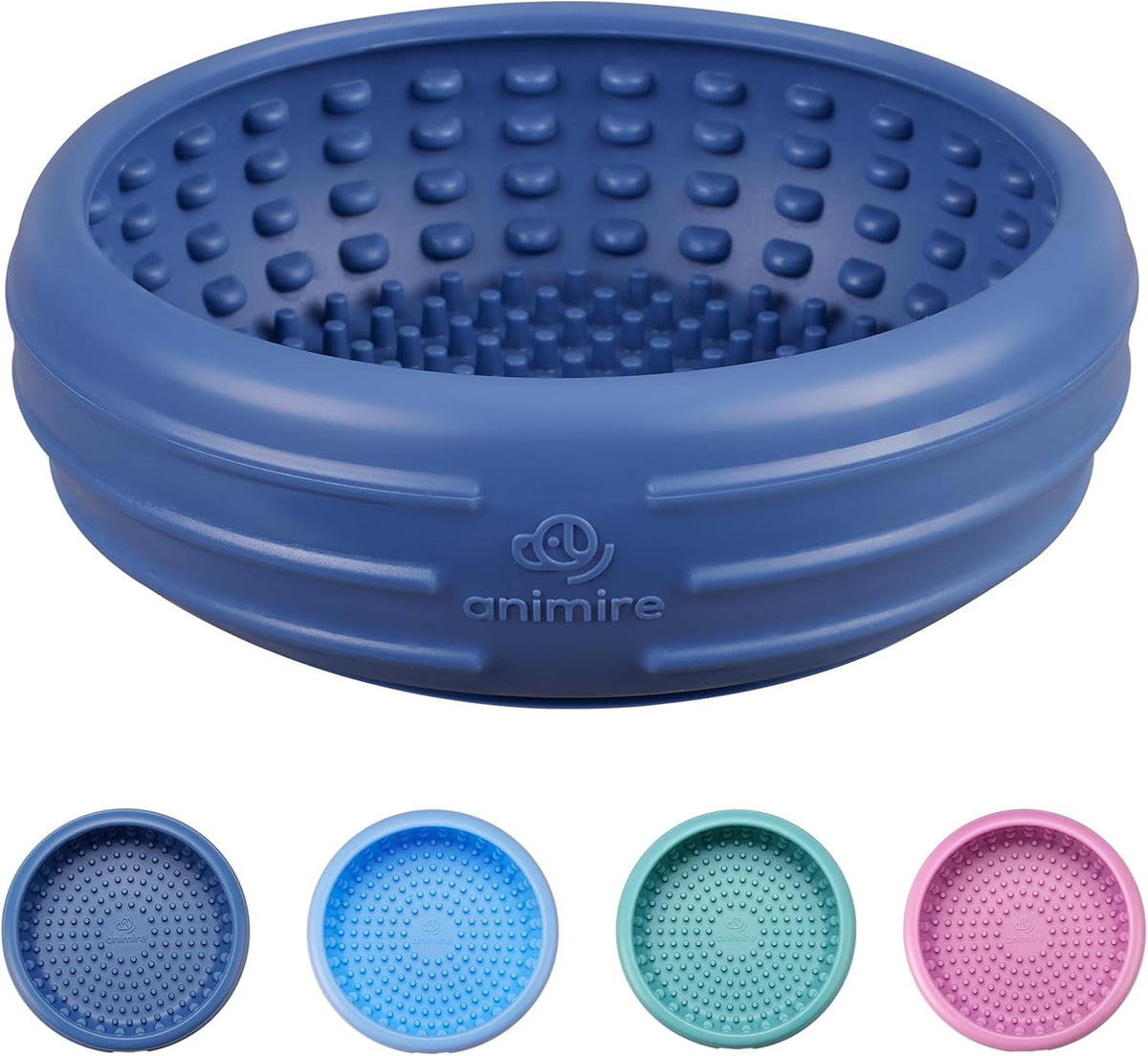 Dog Lick Bowl, Animire Freeze Lick Mat for Dogs, Non-Slip Slow Feeder Licking Bowl Enrichment Treat for Distraction Anxiety Relief, Food Grade Silicone, Dishwasher Safe(Dark Blue,S)
