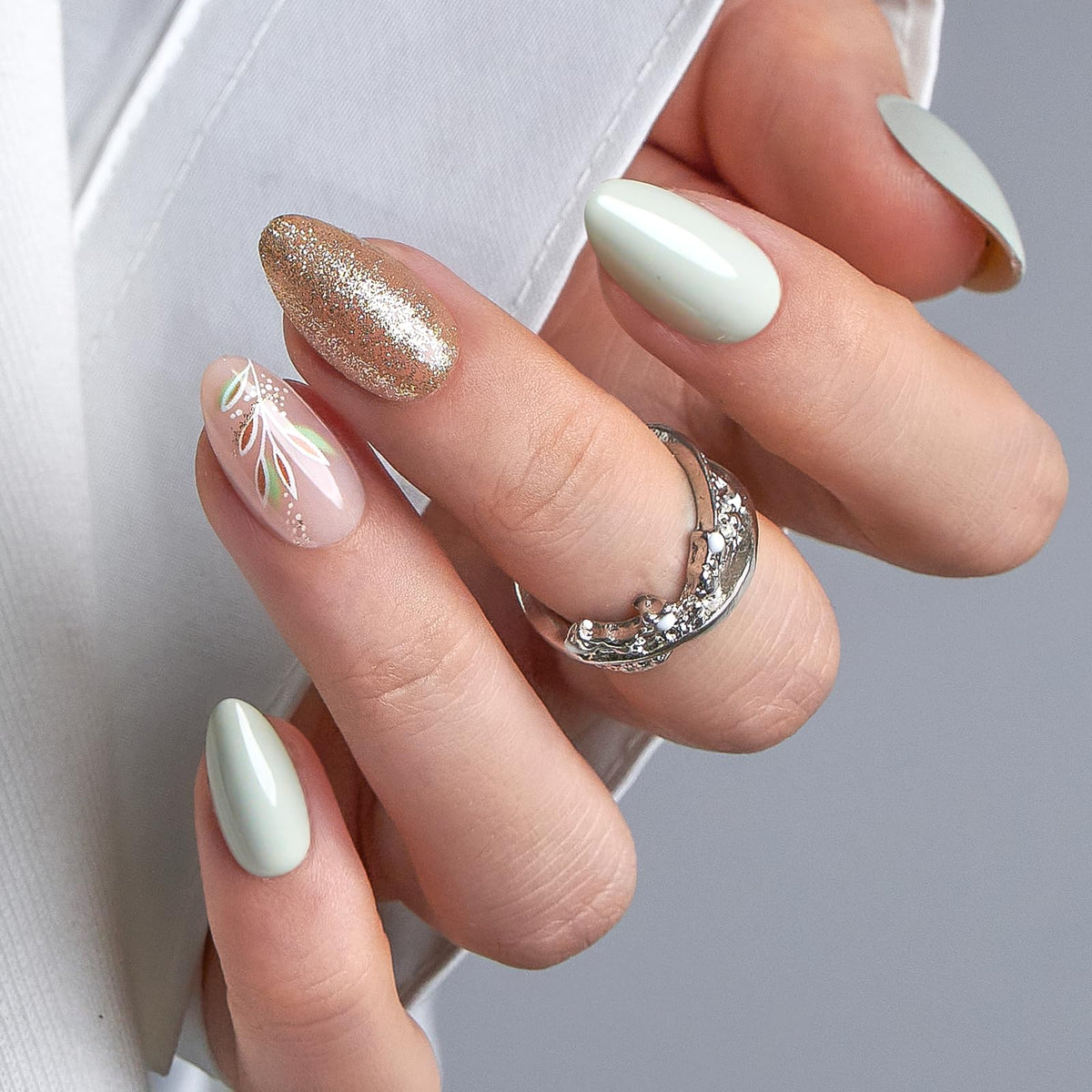 CurvLife Milky White Square Press on Nails Short, Soft Gel Fake Nails with Clean Nude Apricot Design Full Cover False Nails Glossy Nude Glue on Nails Artificial Stick on Nails for Women