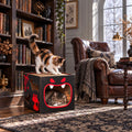Cinrobiye Cardboard Cat House with Scratcher, Gothic Halloween Cat Scratcher Box with 2 Corrugated Scratch Pads, Open Top Indoor Cat Hideaway Bed for Cats and Kittens