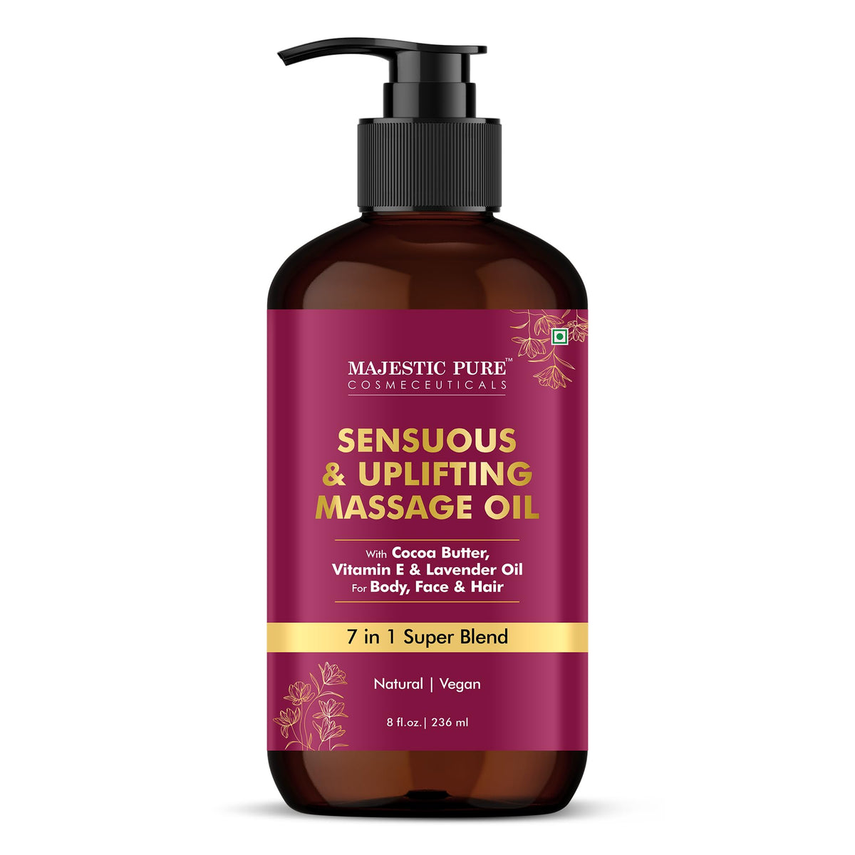 Majestic Pure Firming Body Massage Oil- Helps Smooth the Appearance of Cellulite & Improve Skin Texture- Natural Oils with Collagen- Refreshing Aromatherapy Body Oil for Legs & Full Body - 8 fl oz