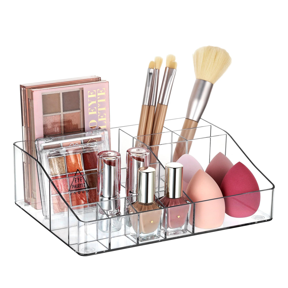 Vtopmart 3 Tier Clear Makeup Organizer with 2 Drawers | Smart Storage Layout, Clear for Better Visibility, Stackable, Large Capacity, for Makeup Lipstick Brush Skincare