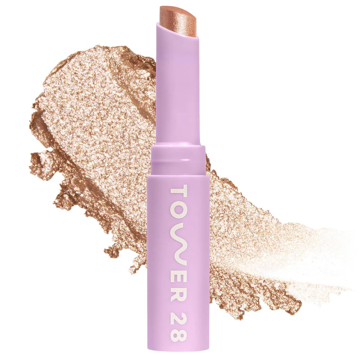 Tower 28 GoGo Cooling Shimmer Eyeshadow Stick - 8-Hour Wear Cream Eyeshadow + Precise Highlighter Stick - Water-Based Eye Makeup for Sensitive Eyes - Microplastic-Free Eye Shadow - Roxy (.09 oz)
