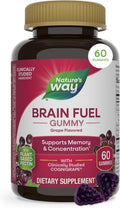 Nature's Way Brain Fuel Gummies, Brain Supplement for Focus and Memory Support,* Clinically Studied Cognigrape Supports Cognition,* Vitamins B6 & B12 Support Brain Function,* Grape Flavored, 60 Count