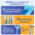 Bath Grooming Kit for Pets, 10pcs Dog Brush for Shedding with Dog Nail Clipper and Trimmer, Dog and Cat Grooming Supplies, Dematting Comb for Dogs, Pet Bath Supplies