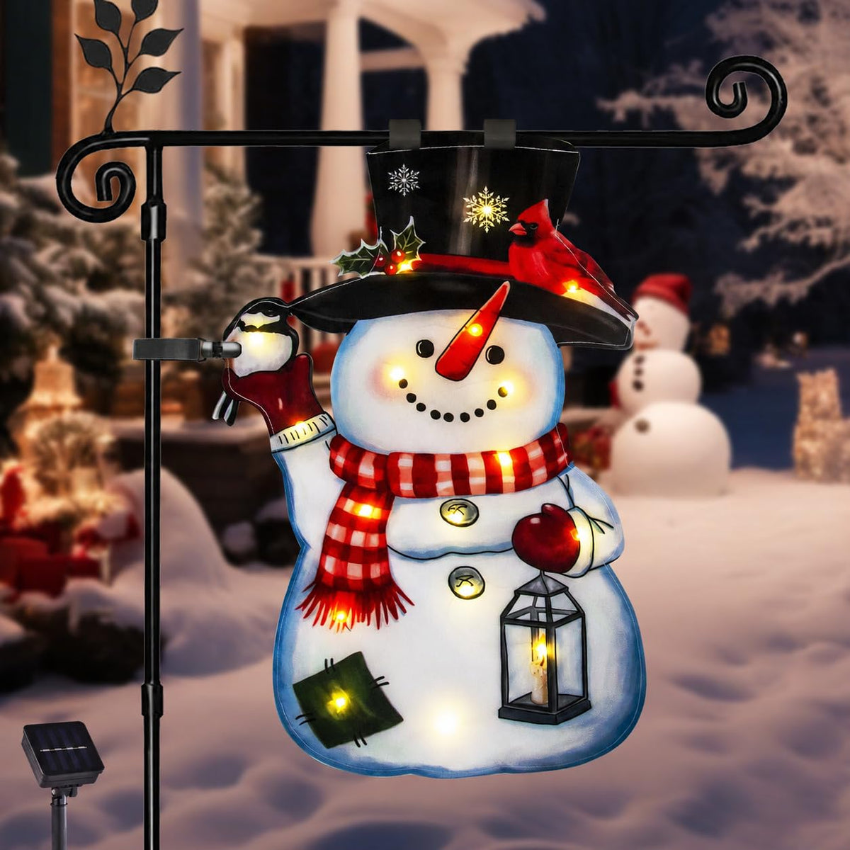 12x18 Lighted Christmas Snowman Garden Flag,  Outdoor Decor