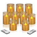 wemarry Flameless Candles 4" 5" 6" Acrylic Glass Pillars 3" Diameter Battery Operated Flickering Candles Include 8-Key Remote with Timer Function 400+ Hours (Gray, Warm Light 3 Pack)