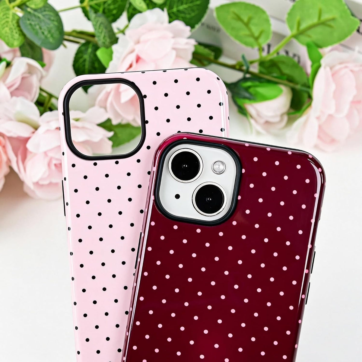 Polka Dot Pattern Phone Case for iPhone 13/14 6.1", Wine