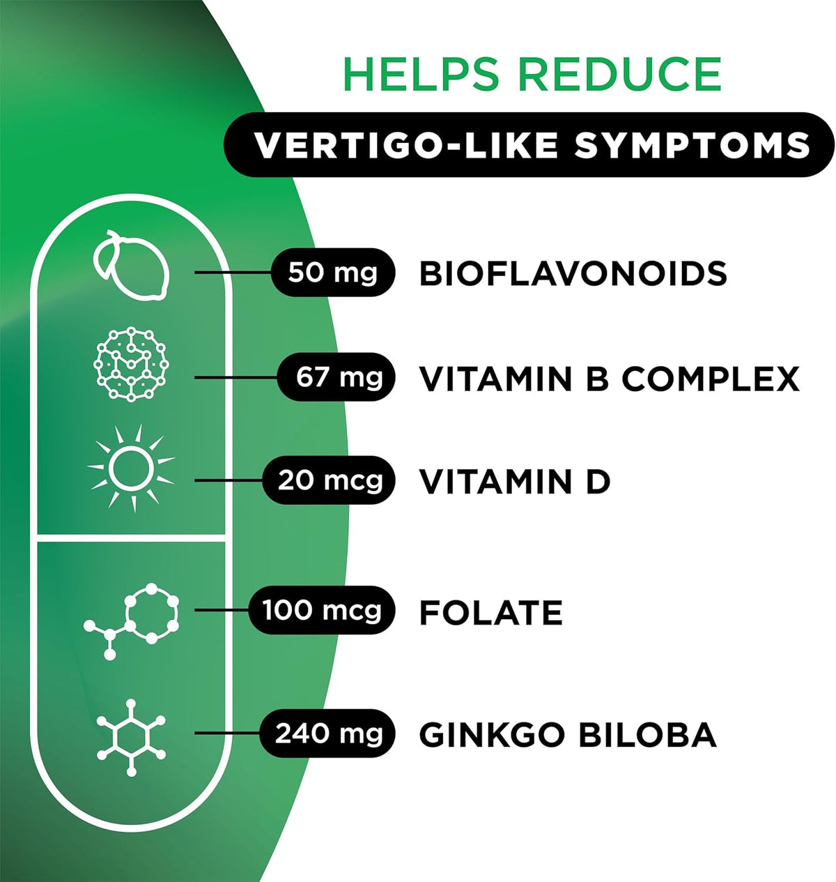 LIPO Balance Support Supplement for Dizziness & Vertigo - Inner Ear Health & Circulation Formula with Ginkgo Biloba, Vitamin D & B Complex - Supports Balance & Stability - 30 Ct