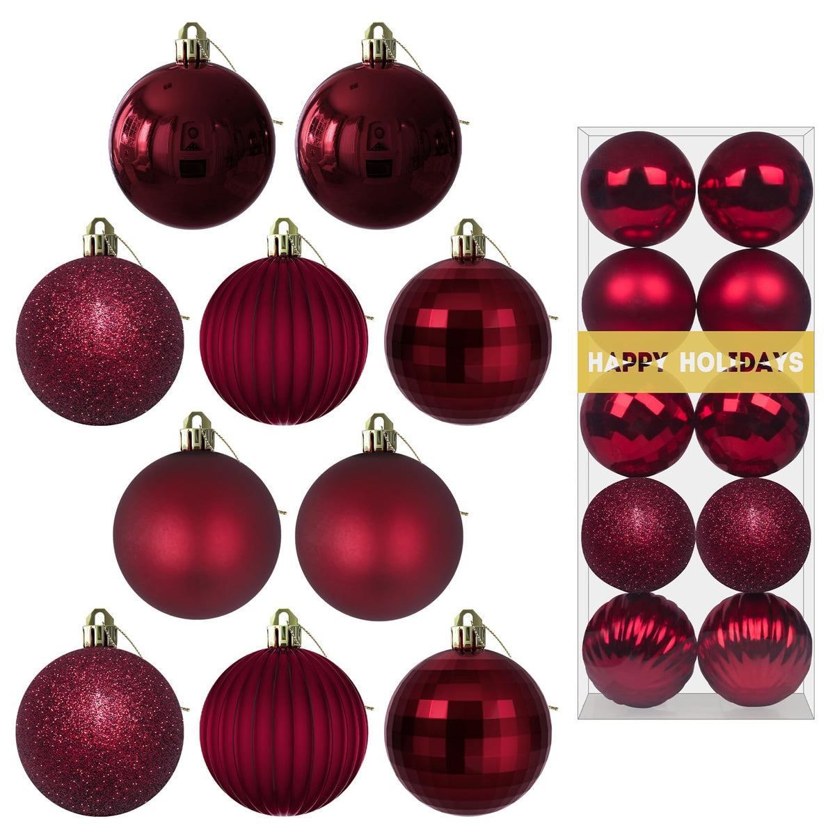 White 4.0" Large Christmas Balls - Christmas Tree Decoration Ornaments Shatterproof Hanging Balls for Birthday Halloween Holiday Wedding Decorations Set of 4pcs