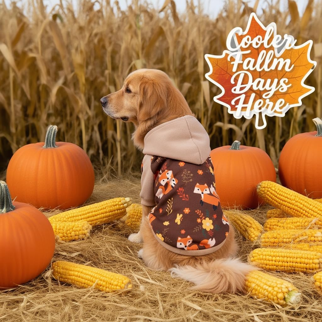 EXPAWLORER Fall Dog Hoodie,Soft Dog Sweater,Winter Autumn Fleece Sweatshirt with Pattern,Pet Clothes Outfits for Puppy,Cat, Small Medium Large Dogs