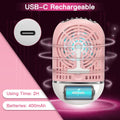mlogiroa Lash Fan Mini Portable Eyelash Fan Handheld for Eyelash Extension | Rechargeable USB C Air Cooling Blower with Built in Sponge Lash Extension Application Pink