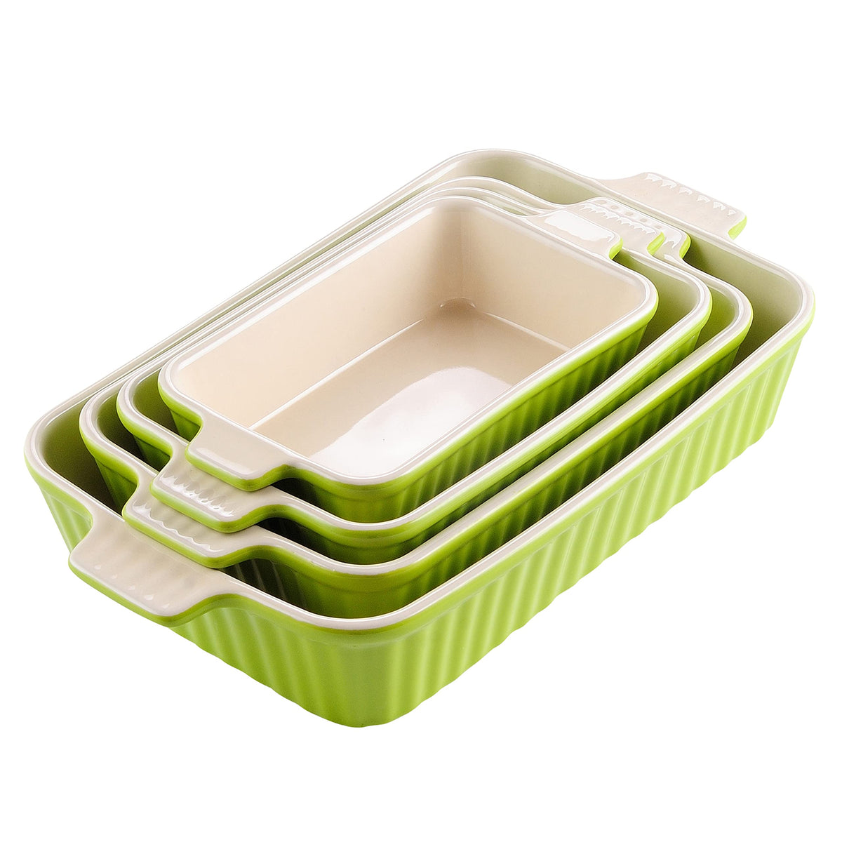 MALACASA Casserole Dishes for Oven, Ceramic Baking Dishes Set of 4,Orange