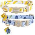 Faygarsle 2 Pack Blueberry Pattern Cat Collar Set with Bandana and Bow Tie, Light Blue, Breakaway Style with Bell