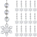 Crystal Snowflake Ornaments Christmas Tree Decorations 30-Pack Hanging Clear Acrylic Snowflake Christmas Tree Ornaments Winter Wonderland Home Decor Indoor, Snow Flake Star Xmas Holiday Party Supplies