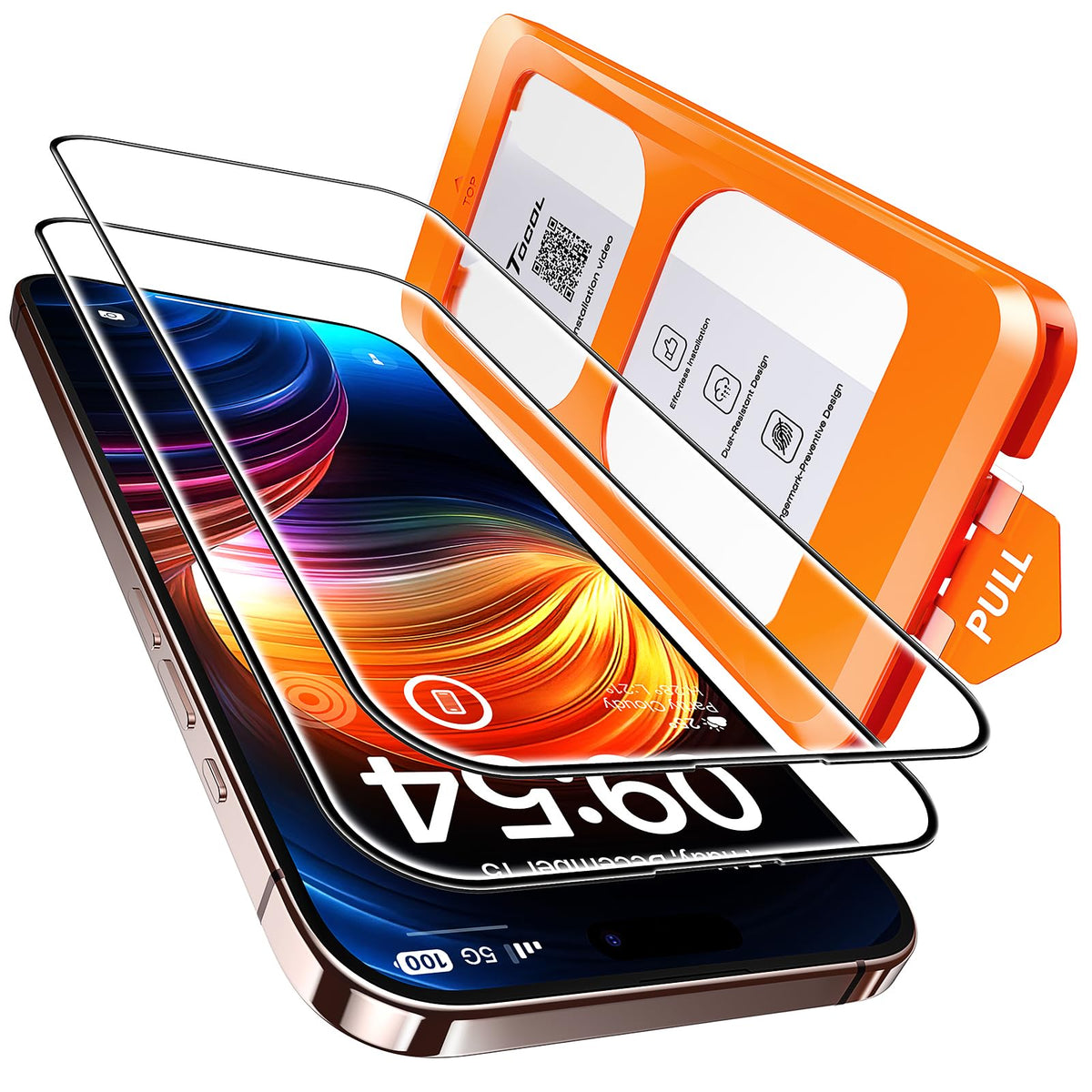 TOCOL for iPhone 15 Pro Screen Protector, Easy Installation