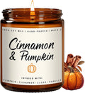 Cinnamon & Pumpkin Scented Candle – Fall Candles for Home Scented, Soy Candles for Home, 7 oz Cozy Pumpkin Candle for Women & Men, Autumn Décor & Holiday Gifts