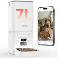 Automatic Dog Feeder with Elevated Stand - 7L Cat Food Dispenser with Large Food Tray, Timed Auto Cat Feeder for Dry Food, 6 Meals Per Day, No-Jam, Freshness Design, Detachable for Easy Clean