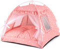 Pink Princess Cat Bed Dog Tent, Indoor House for Small Puppies and Kittens | Portable Pet Teepee Bunny Nest Foldable Cozy Cave Hideaway Washable Cushion Reversible Mat Home Use, 15.7 x 15.7 x 14.6 in