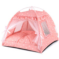 Pink Princess Cat Bed Dog Tent, Indoor House for Small Puppies and Kittens | Portable Pet Teepee Bunny Nest Foldable Cozy Cave Hideaway Washable Cushion Reversible Mat Home Use, 15.7 x 15.7 x 14.6 in