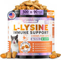 Lysine for Cats, 500ct Cat Immune Support Chews, L-Lysine Supplement for Cats with Colostrum, Omega-3, Soothes Sneezing, Runny Nose & Upper Respiratory Support, Crunchy & Creamy, Chicken Krill Flavor