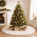 YEAHOME Christmas Tree Skirt, 48 Inch White Soft Faux Fur Tree Skirts Plush Christmas Decorations, White Ornaments Christmas Tree Skirts Xmas Decorations Indoor Holiday Party Decor