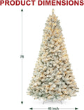 Hykolity 7 ft Prelit Snow Flocked Christmas Tree with 300 Warm White LEDs