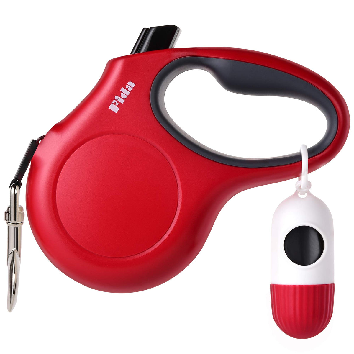 Fida Retractable Dog Leash for Small Breed up to 26 lbs, 16 ft Pet Walking Leash with Dispenser and Poop Bags, Anti-Slip Handle, Reflective Strong Nylon Tape, One-Handed Brake (S, White & Pink)