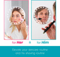 RIKI LOVES RIKI GLAMCOR Home Fogless Shower Shaving Mirror with Lights | Heated Instant Fog-Free Glass, Secure Magnetic Mount, HD LEDs and Rechargeable Batteries