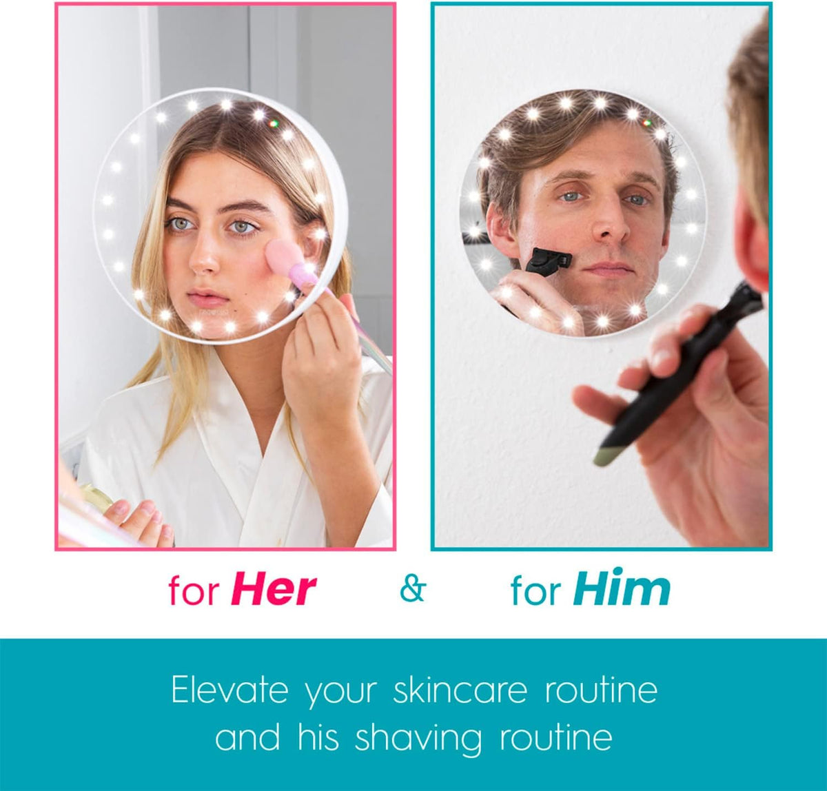 RIKI LOVES RIKI GLAMCOR Home Fogless Shower Shaving Mirror with Lights | Heated Instant Fog-Free Glass, Secure Magnetic Mount, HD LEDs and Rechargeable Batteries