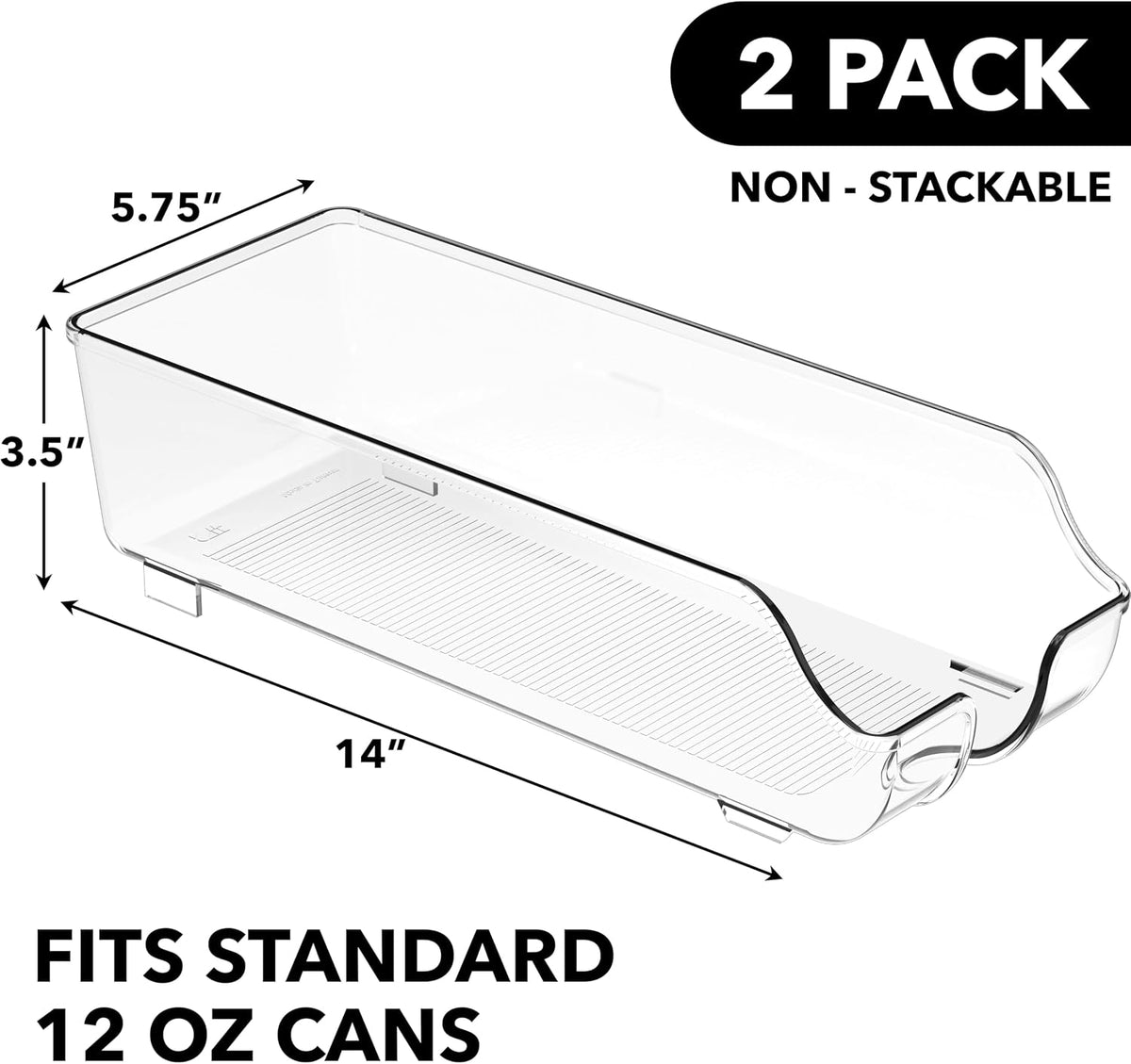 Simple Houseware Soda Can Organizer Dispenser Refrigerator/Pantry, Set of 2 | Clear