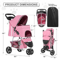 MoNiBloom Pet Stroller for Small/Medium Dogs and Cats up to 33 lbs, Pink